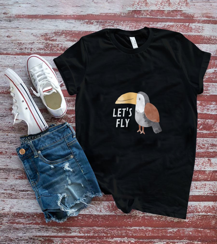 LET'S FLY TOUCAN BIRD MOTIF T-Shirt