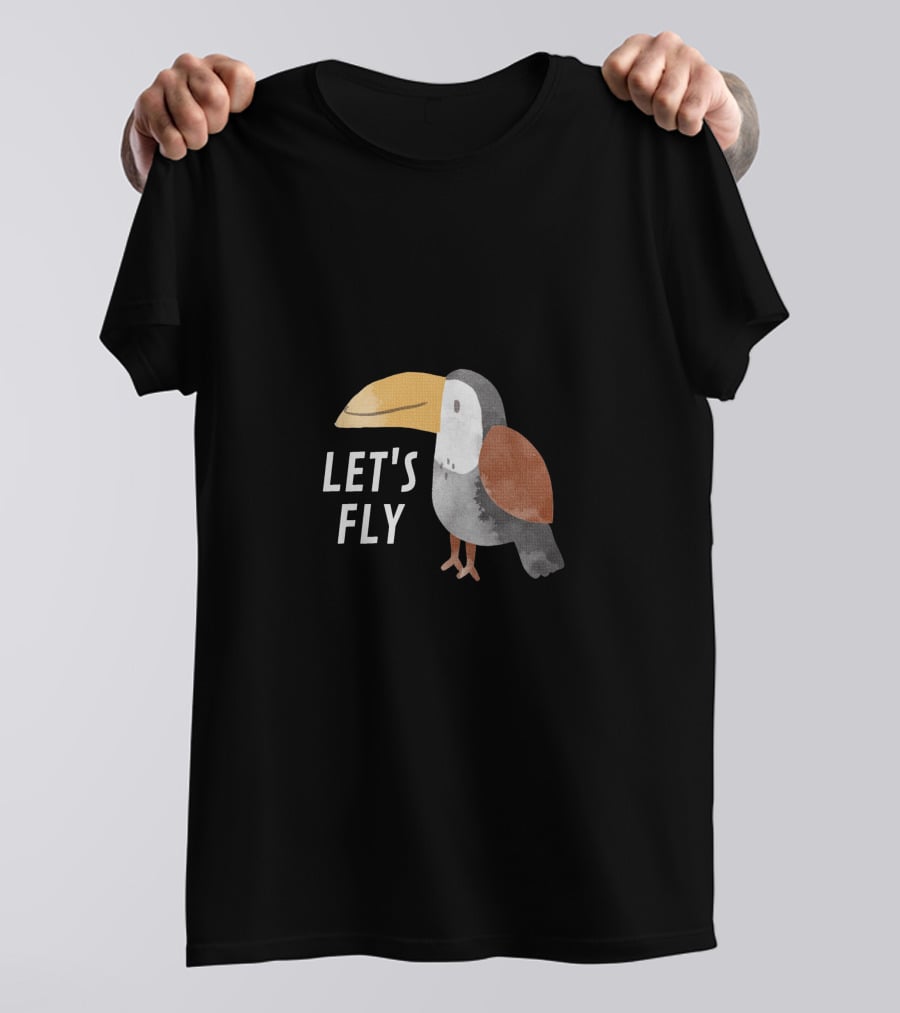 LET'S FLY TOUCAN BIRD MOTIF T-Shirt