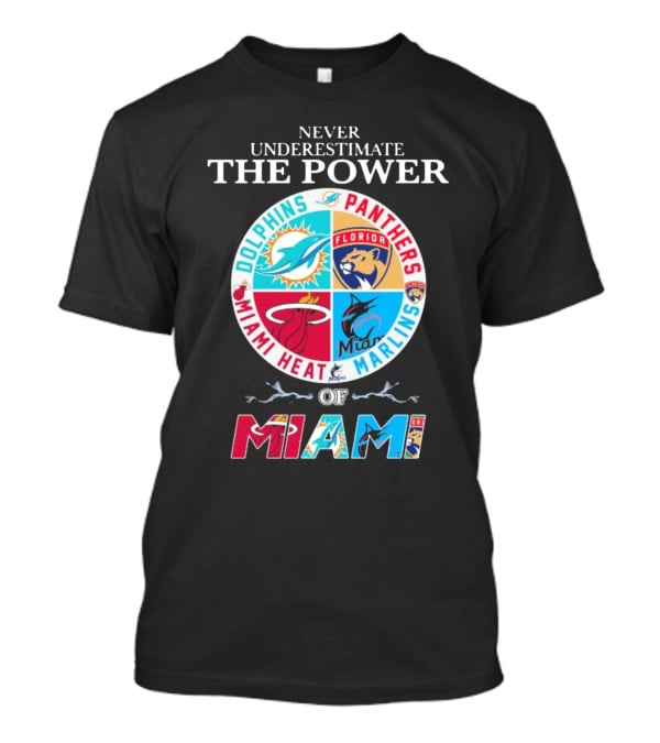 Never Underestimate The Power Of Miami Dolphins Panthers Heat Marlins T-Shirt