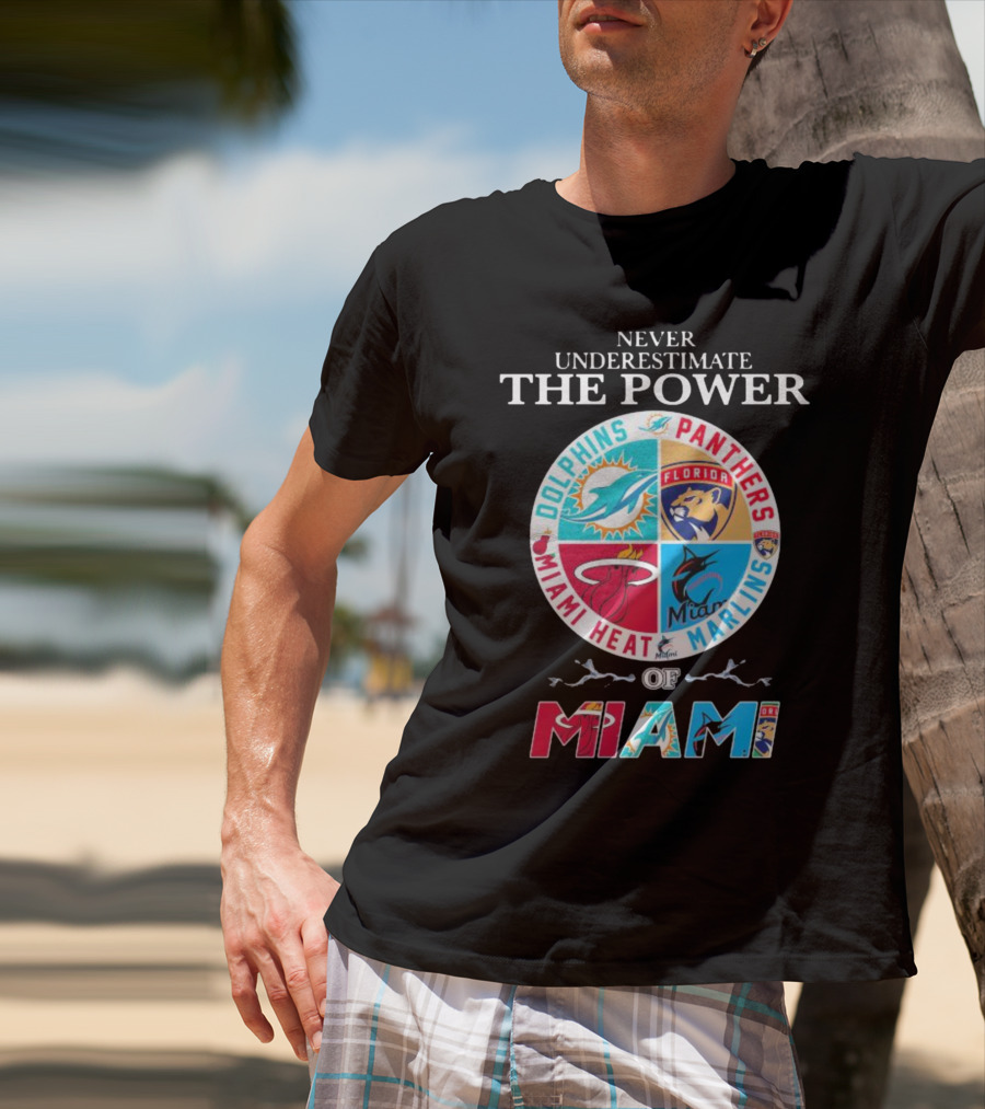 Never Underestimate The Power Of Miami Dolphins Panthers Heat Marlins T-Shirt