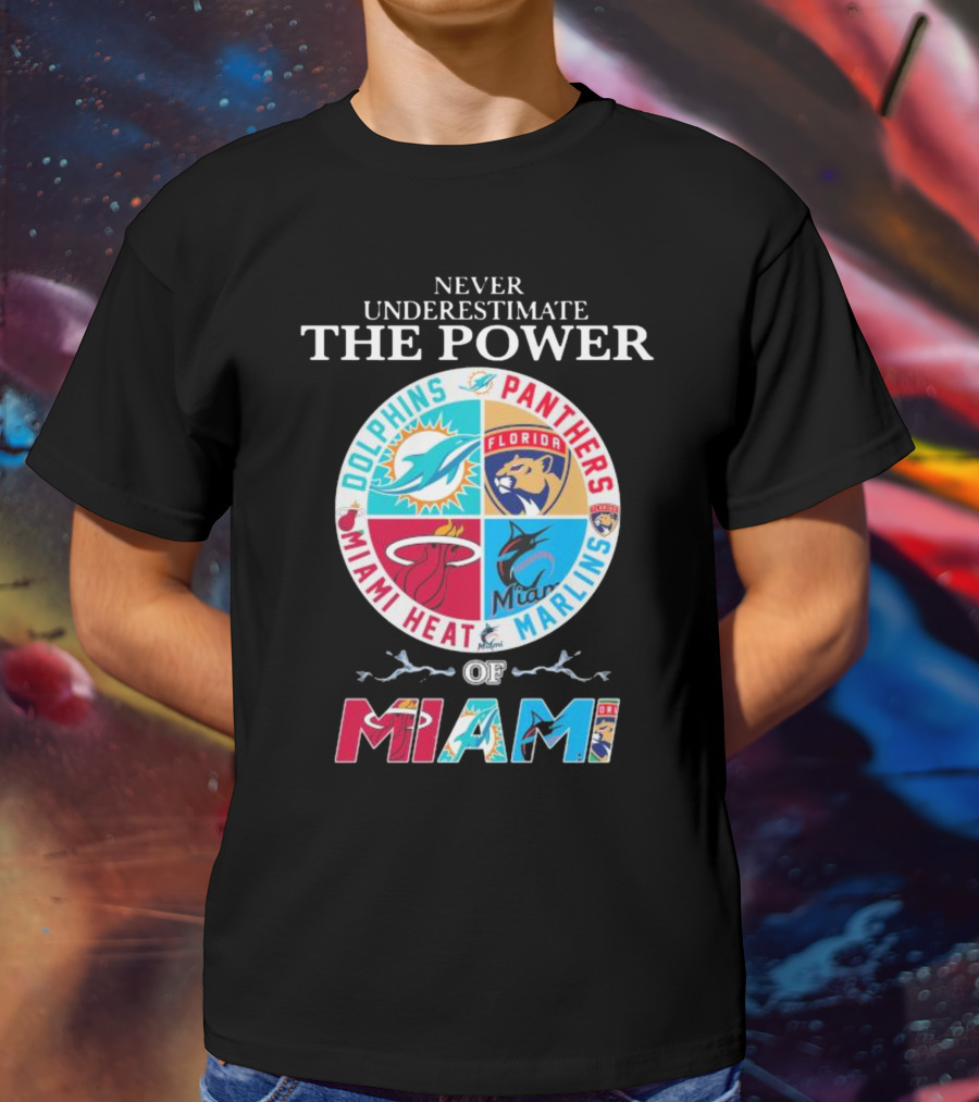 Never Underestimate The Power Of Miami Dolphins Panthers Heat Marlins T-Shirt