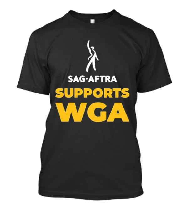 SAG-AFTRA Supports WGA Bold Logo With Iconic Figure T-Shirt