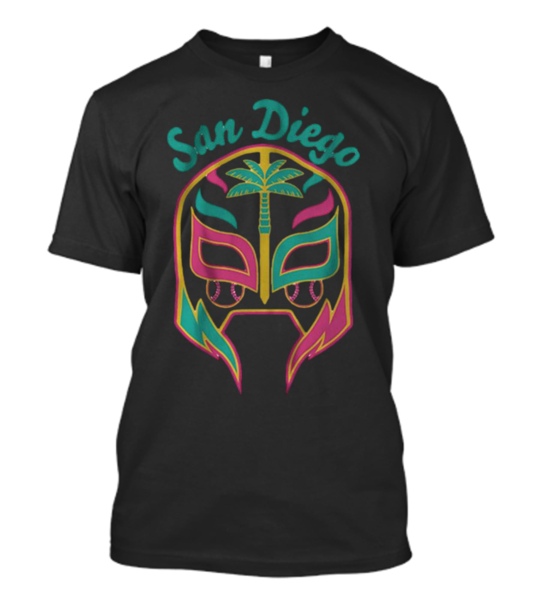 San Diego Lucha Mask Tropical Palm Retro T-Shirt