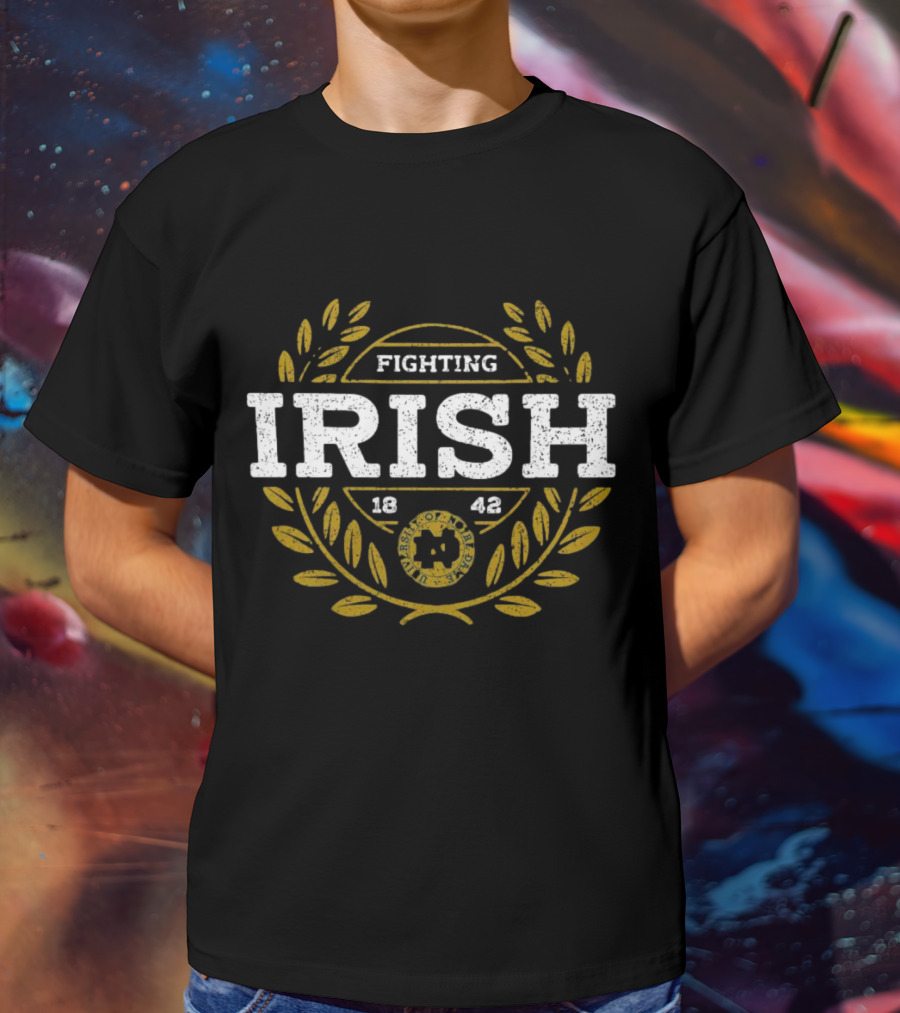 Fighting Irish University Of Notre Dame Established 1842 Laurel Emblem T-Shirt