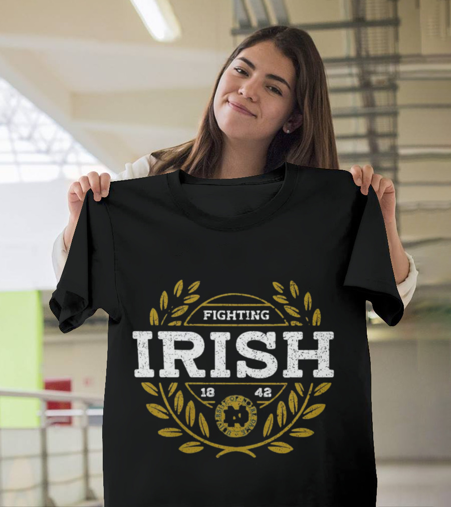 Fighting Irish University Of Notre Dame Established 1842 Laurel Emblem T-Shirt