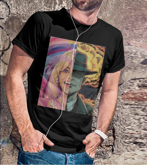 Discussingfilm Barbie Vs Oppenheimer Jonattfieldart Rainbow Explosion Duality T-Shirt