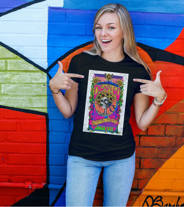 Dead And Co Boulder CO July 1 2 3 Sunflower Skull T-Shirt