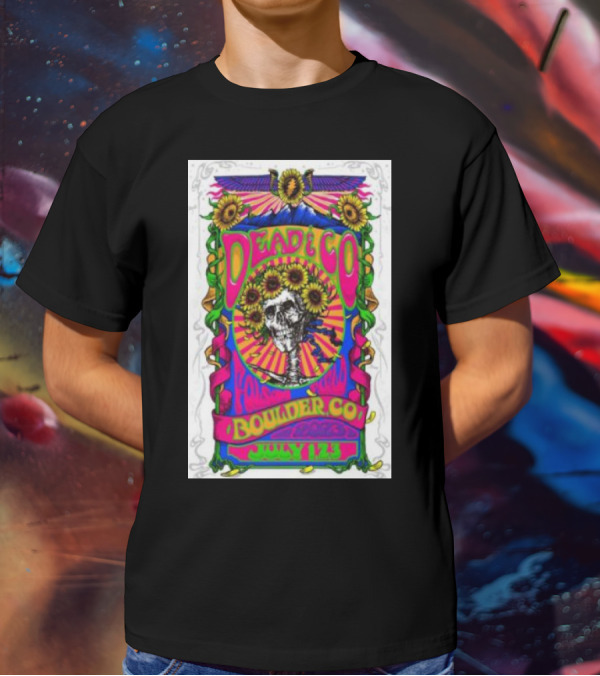 Dead And Co Boulder CO July 1 2 3 Sunflower Skull T-Shirt