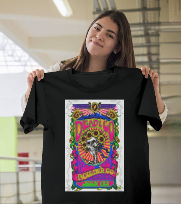 Dead And Co Boulder CO July 1 2 3 Sunflower Skull T-Shirt