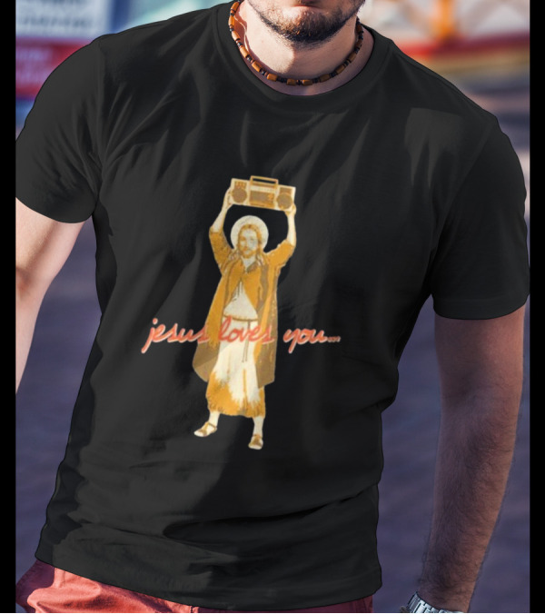 Jesus Loves You Boombox Pose Retro T-Shirt