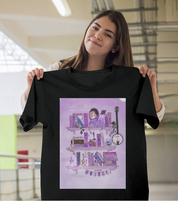 Speak Now Bookshelf Favorites Version By Alex Vernon With Purple Music Elements T-Shirt
