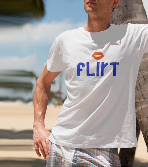 Flirt Lips Blue Text T-Shirt