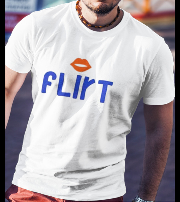 Flirt Lips Blue Text T-Shirt
