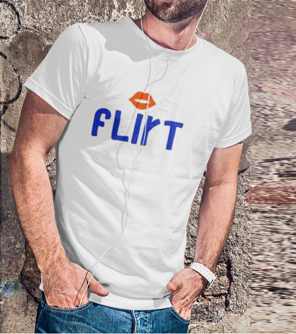 Flirt Lips Blue Text T-Shirt