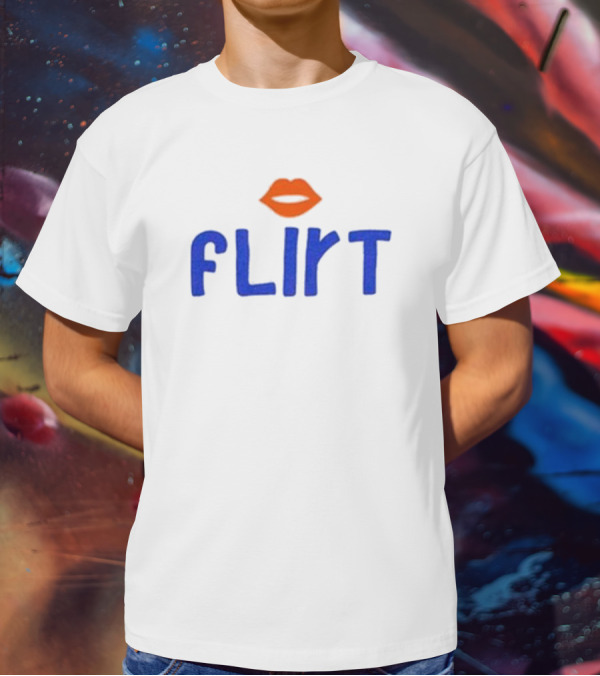 Flirt Lips Blue Text T-Shirt