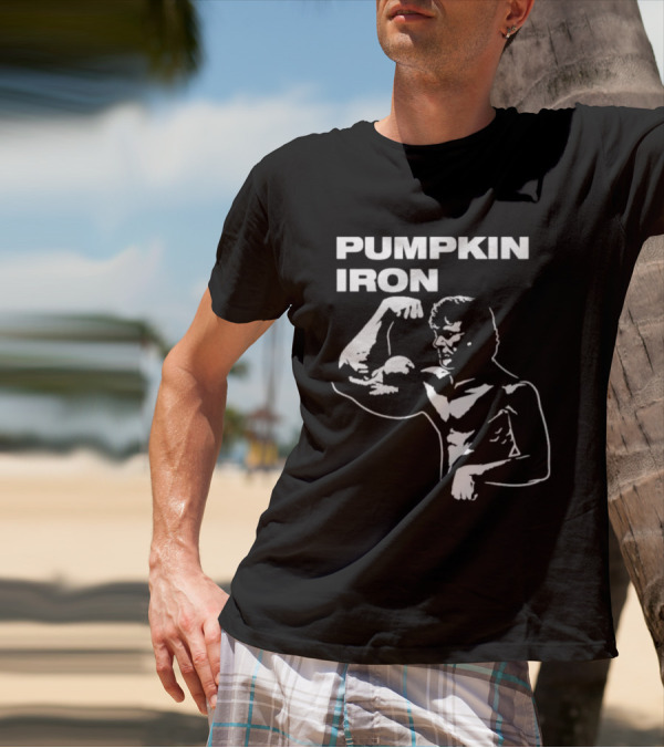 Pumpkin Iron Bodybuilder Flexing Muscles T-Shirt
