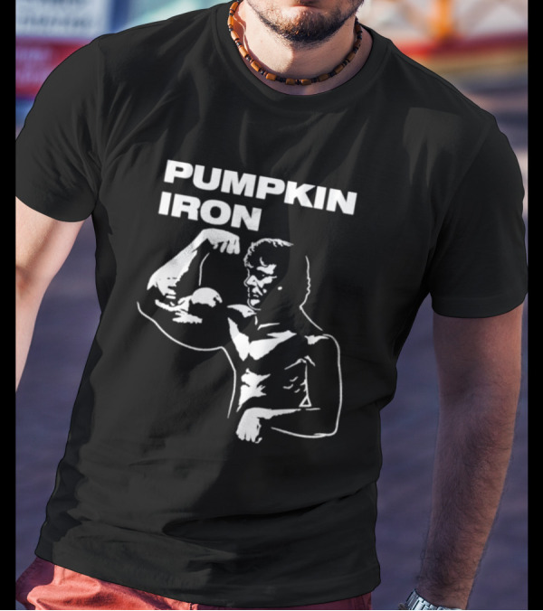 Pumpkin Iron Bodybuilder Flexing Muscles T-Shirt