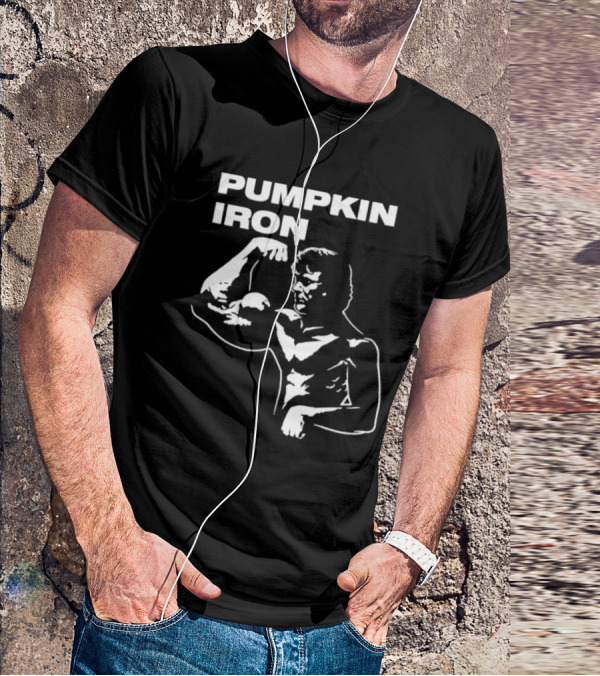 Pumpkin Iron Bodybuilder Flexing Muscles T-Shirt