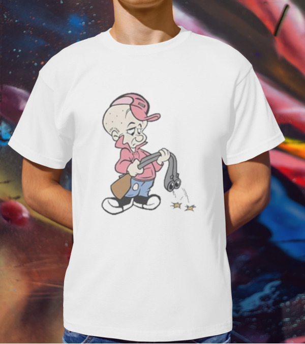 Scum Elmah Parody Elmer Fudd Gangster Suspicious Character Smoking Gun T-Shirt