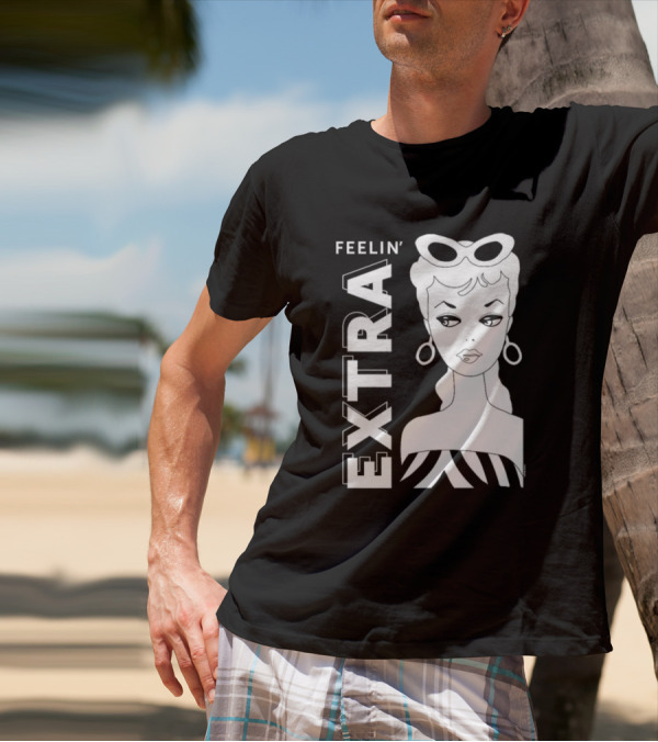 Feelin' Extra Barbie Retro Style Sunglasses And Hoop Earrings T-Shirt