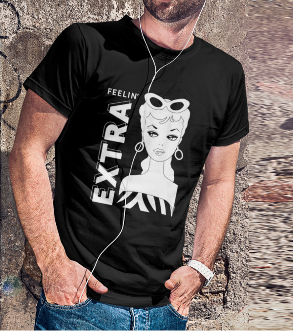 Feelin' Extra Barbie Retro Style Sunglasses And Hoop Earrings T-Shirt
