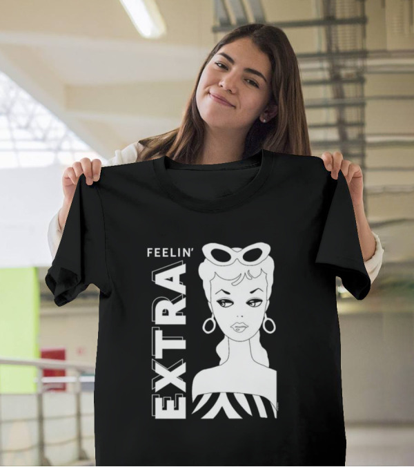 Feelin' Extra Barbie Retro Style Sunglasses And Hoop Earrings T-Shirt