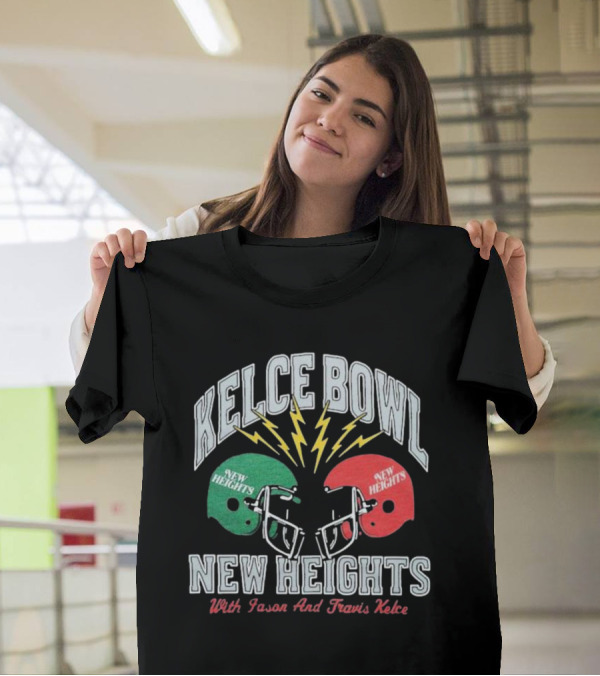 Kelce Bowl New Heights With Jason And Travis Kelce Lightning Helmets T-Shirt