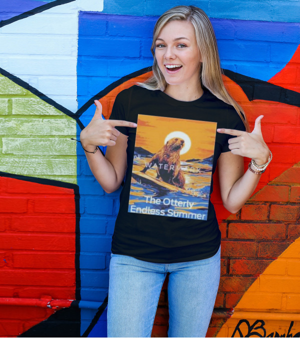 The Otterly Endless Summer Surfing Stoked Otter 841 T-Shirt