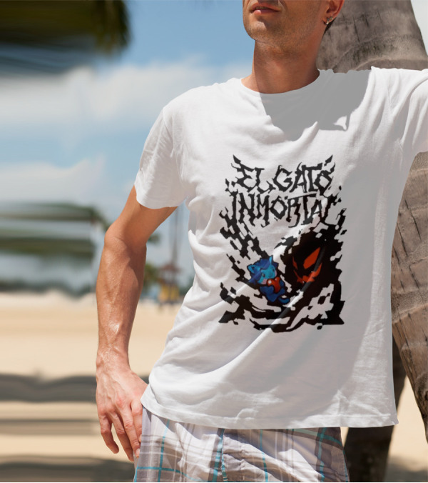 El Gato Inmortal Spooky Halloween Cat Pumpkin Shadow T-Shirt