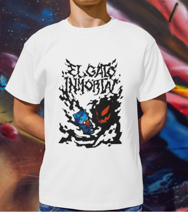 El Gato Inmortal Spooky Halloween Cat Pumpkin Shadow T-Shirt