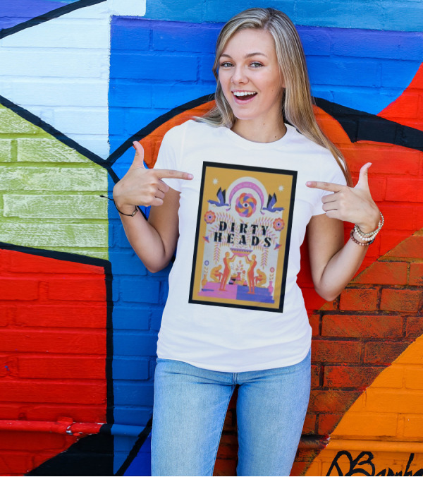Dirty Heads Island Glow Live At Mission Ballroom July 23 Psychedelic Art With Birds And Tropical Motifs T-Shirt