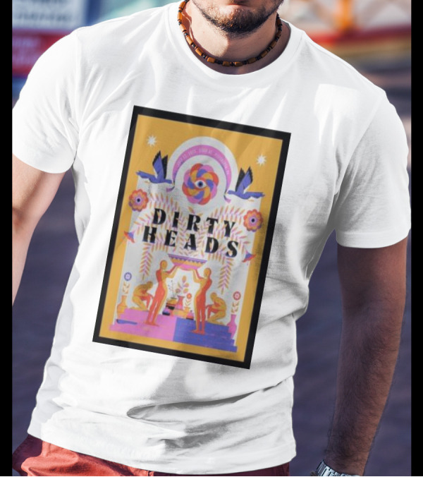 Dirty Heads Island Glow Live At Mission Ballroom July 23 Psychedelic Art With Birds And Tropical Motifs T-Shirt