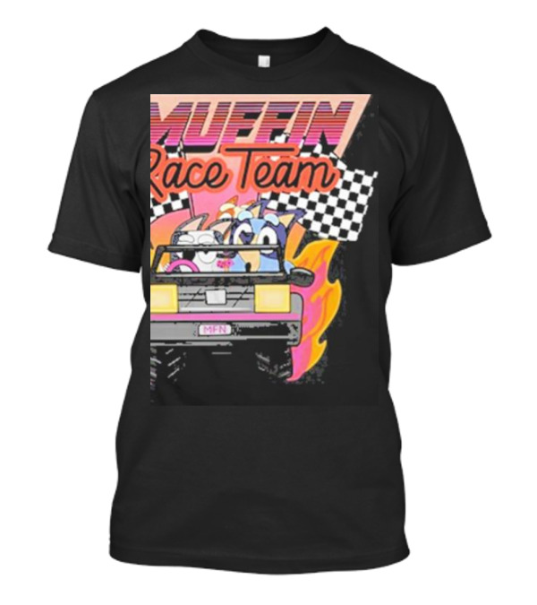Muffin Race Team Retro Car Adventure With Checkered Flags T-Shirt