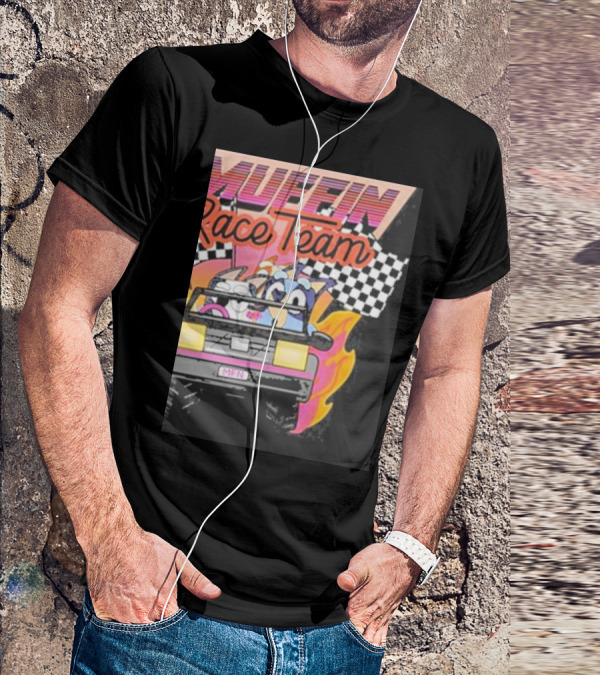 Muffin Race Team Retro Car Adventure With Checkered Flags T-Shirt