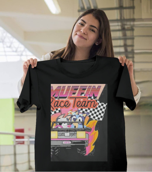 Muffin Race Team Retro Car Adventure With Checkered Flags T-Shirt