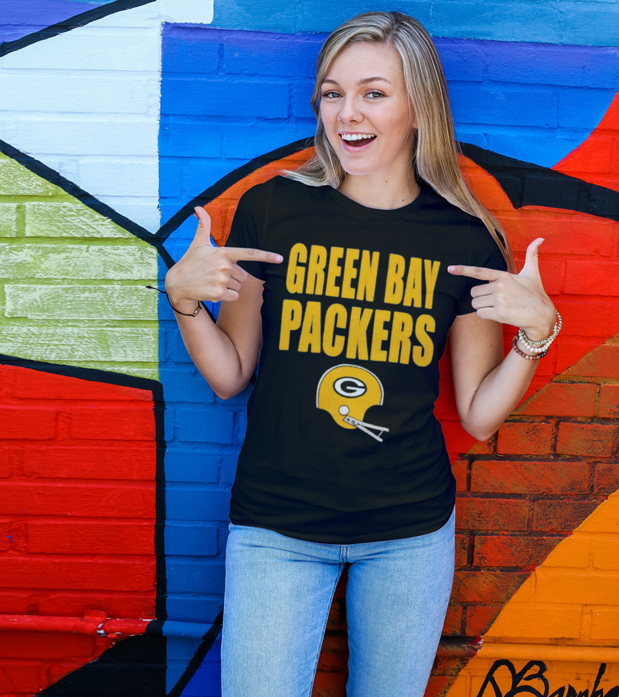 Green Bay Packers Helmet Logo And Text Football Fan Gear T-Shirt