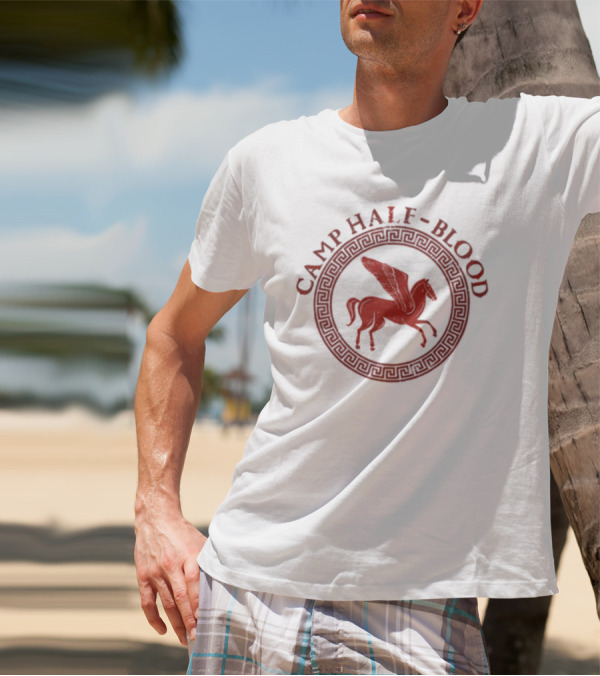 Camp Half-Blood Pegasus Symbol In Greek Style Circle T-Shirt