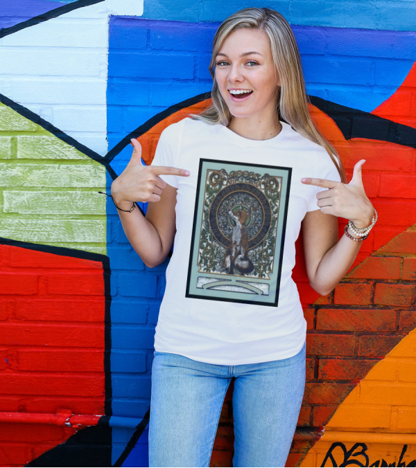 Goose Tour Oakland Fox Art Nouveau Circular T-Shirt