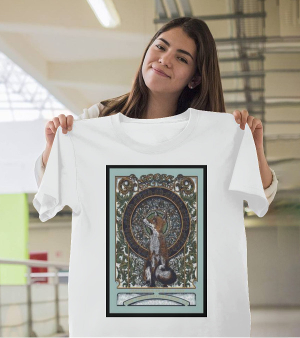 Goose Tour Oakland Fox Art Nouveau Circular T-Shirt