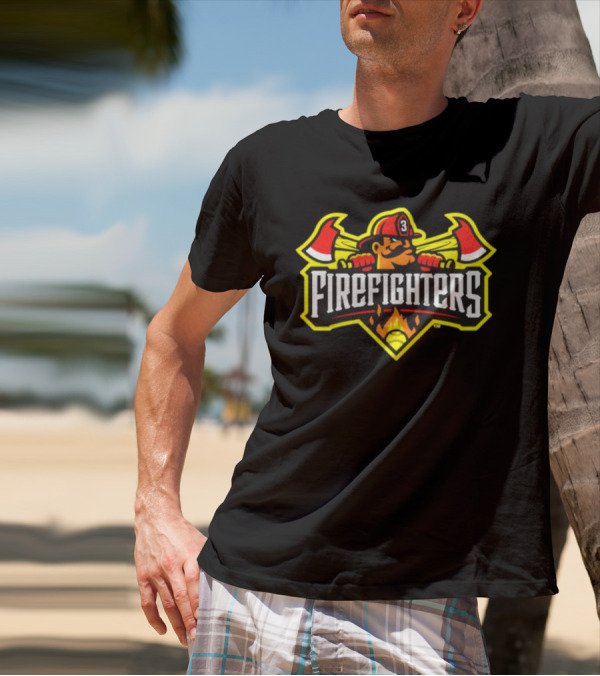 Firefighters Baseball Logo With Axes And Helmet T-Shirt