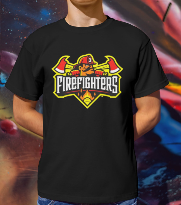 Firefighters Baseball Logo With Axes And Helmet T-Shirt