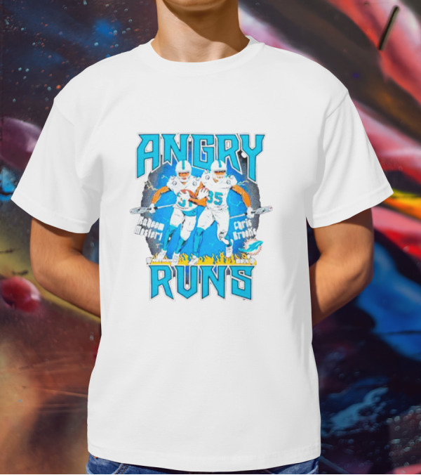 Angry Runs Dolphins Raheem Mostert Chris Brooks Football Action T-Shirt