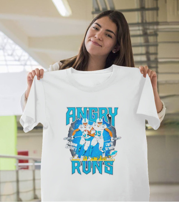 Angry Runs Dolphins Raheem Mostert Chris Brooks Football Action T-Shirt