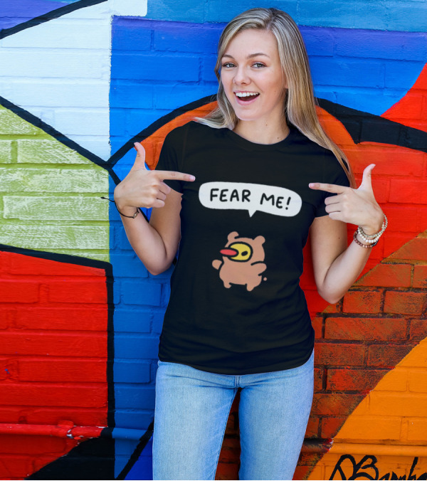 Fear Me Comic Style Cartoon Character With Speech Bubble T-Shirt