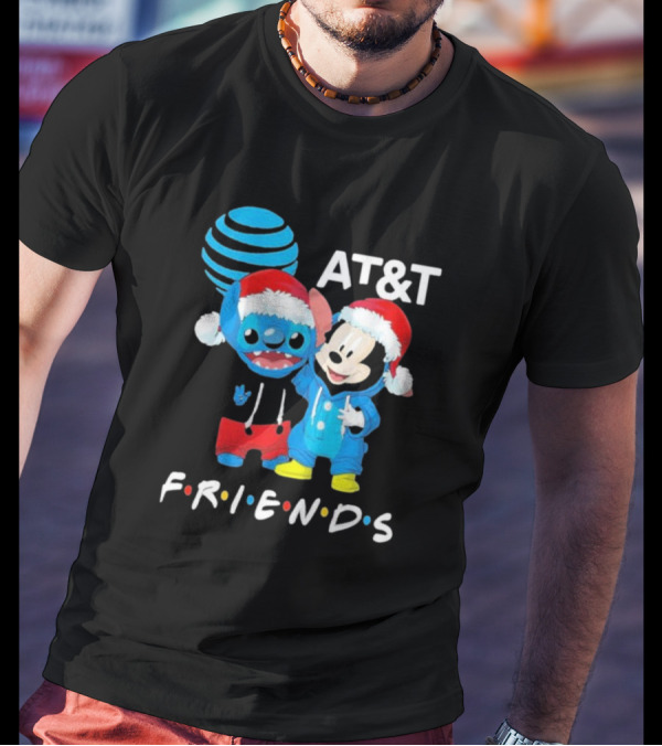 AT&T Stitch And Mickey Mouse Friends Merry Christmas T-Shirt