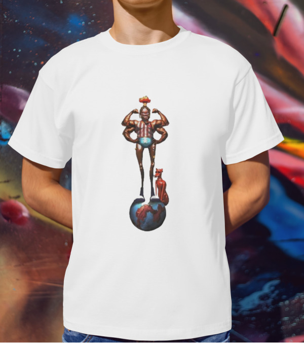 Travis Scott Circus Maximus Strongman And Feline On Globe T-Shirt