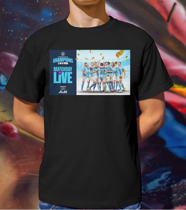 Premier League Champions Manchester City 3-In-A-Row Matchday Live Presented By Dry Asahi T-Shirt