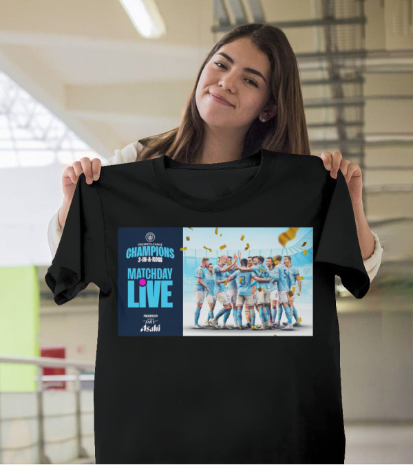 Premier League Champions Manchester City 3-In-A-Row Matchday Live Presented By Dry Asahi T-Shirt
