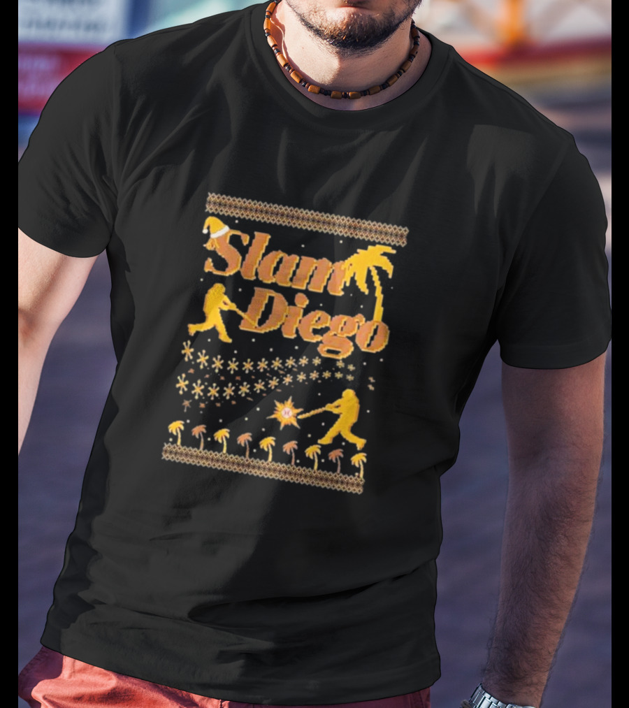 Slam Diego Retro Baseball Palm Trees Starburst T-Shirt