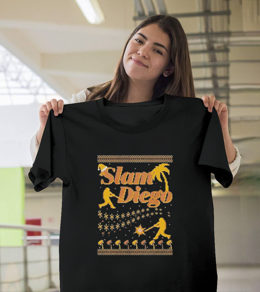 Slam Diego Retro Baseball Palm Trees Starburst T-Shirt